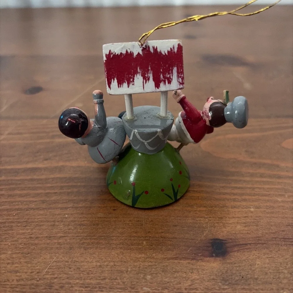 Vintage Painted Wood Jack and Jill Ornament‎